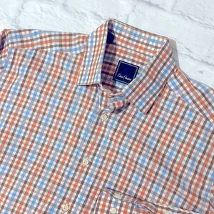 David Donahue Plaid Shirt Mens Size 16 34/35 Long Sleeve Fall Colors